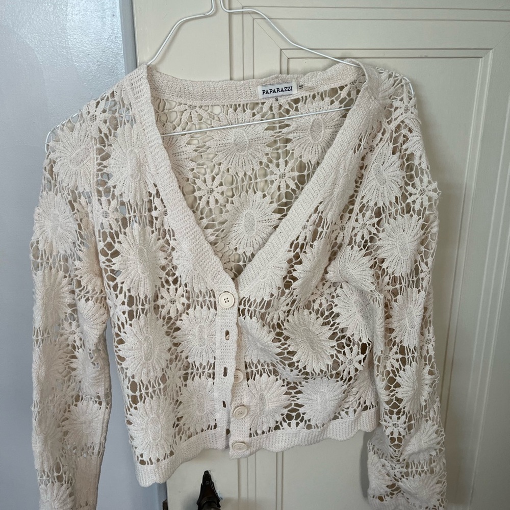 paparazzi Cream Crochet Sweater